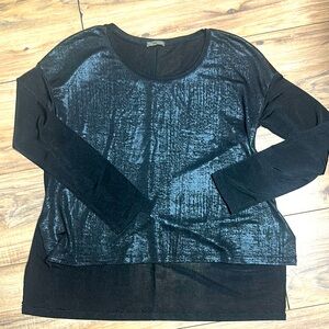 Zara B/W collection black metallic Long Sleeve Boxy Blouse. Size S